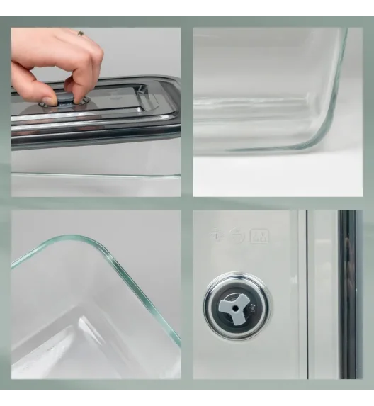 KELA | Aurelia | pojemnik na żywność, szkło borokrzemowe/tworzywo sztuczne, 1,4 l, 20 x 14,5 x 9 cm