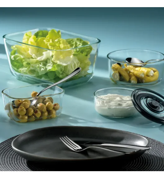 KELA | Aurelia | pojemnik na żywność, szkło borokrzemowe/tworzywo sztuczne, 1,4 l, 20 x 14,5 x 9 cm