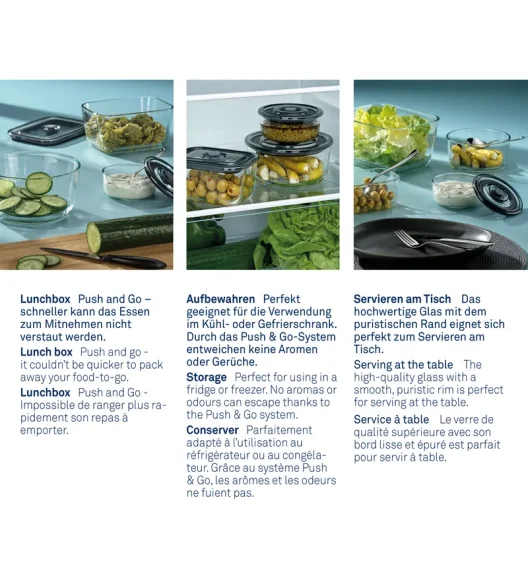 KELA | Aurelia | pojemnik na żywność, szkło borokrzemowe/tworzywo sztuczne, 2,5 l, 24 x 18 x 11 cm