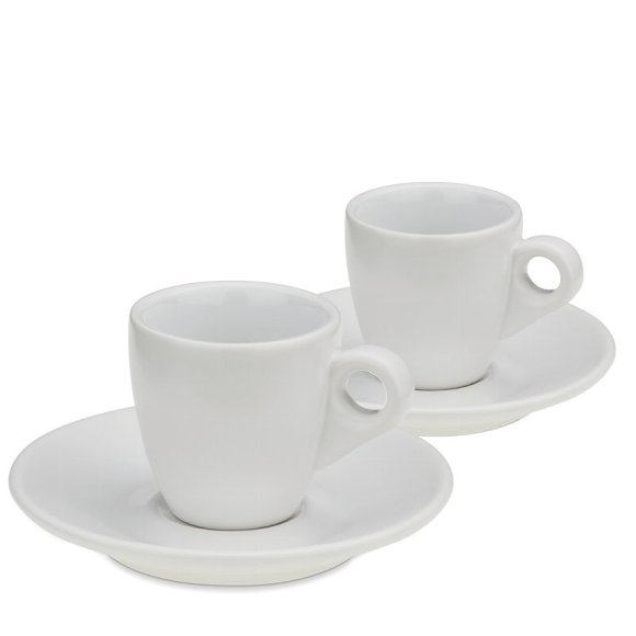 KELA | Mattia | filiżanki do espresso ze spodkami, 2 szt., ceramika, 0,05 l, śred. 12 x 6,5 cm, białe
