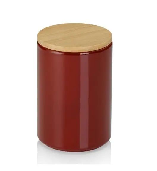 KELA | Cady | pojemnik kuchenny, ceramika/bambus, 0,7 l, śred. 10 x 15 cm, czerwony