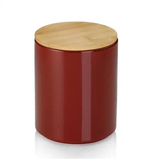 KELA | Cady | pojemnik kuchenny, ceramika/bambus, 1,7 l, śred. 14 x 17,5 cm, czerwony