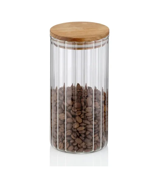 KELA | Dorothea | pojemnik kuchenny, szkło borokrzemowe/drewno akacji, 0,9 l, śred. 9 x 18 cm