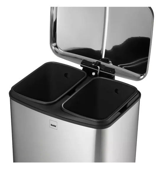 KELA | Davino | kosz do segregacji śmieci, 2 x 12 l, 37 x 34 x 50 cm, metaliczny satynowy