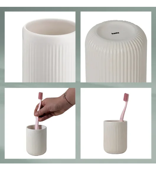 KELA | Adele | kubek na szczoteczki do zębów, ceramika, śred. 7,5 x 10 cm, beżowy