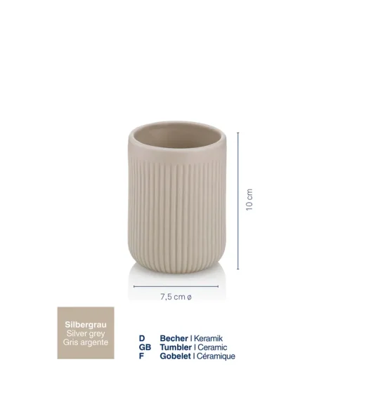 KELA | Adele | kubek na szczoteczki do zębów, ceramika, śred. 7,5 x 10 cm, beżowy