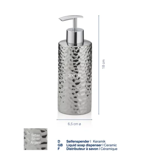 KELA | Sterling | dozownik do mydła, ceramika/tworzywo sztuczne, 0,3 l, śred. 6,5 x 18 cm