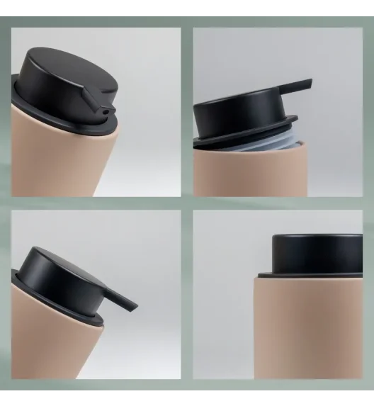 KELA | Sana | dozownik do mydła, ceramika gumowana/tworzywo sztuczne, 0,3 l, śred. 8 x 14 cm, beżowy