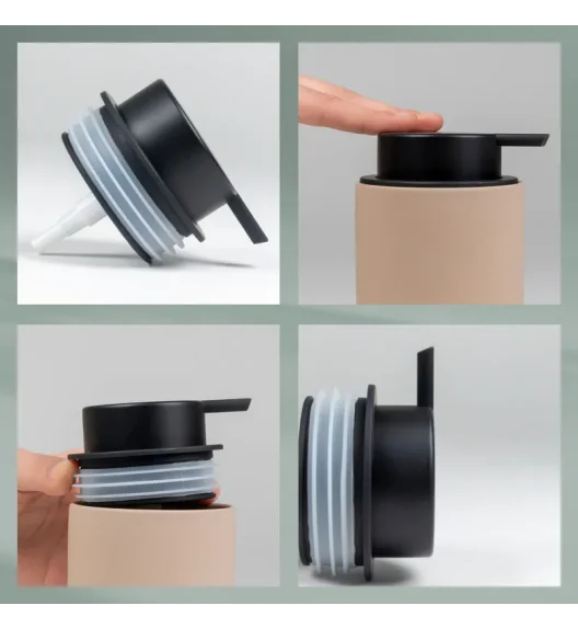 KELA | Sana | dozownik do mydła, ceramika gumowana/tworzywo sztuczne, 0,3 l, śred. 8 x 14 cm, beżowy