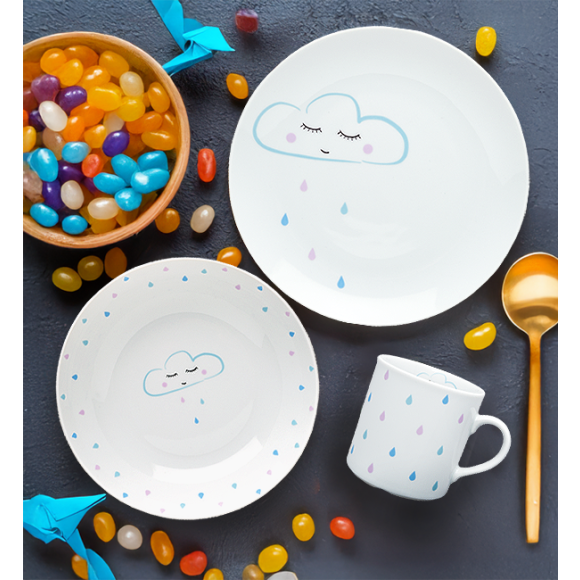 LUBIANA KIDS CHMURKA 9345 | Komplet obiadowy dla dzieci 3 el / porcelana