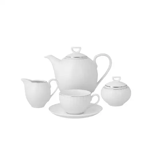 CHODZIEŻ YVONNE H109 PLATYNOWA Zestaw kawowy 40 el / 12 osób / porcelana