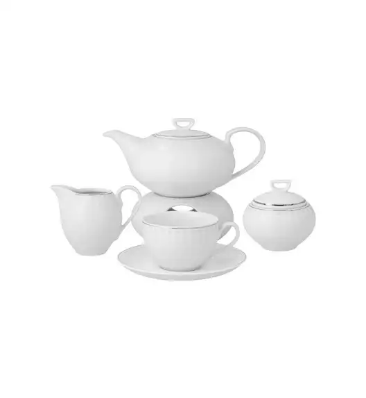 CHODZIEŻ YVONNE H109 PLATYNOWA Zestaw kawowo herbaciany 41 el / 12 osób / porcelana