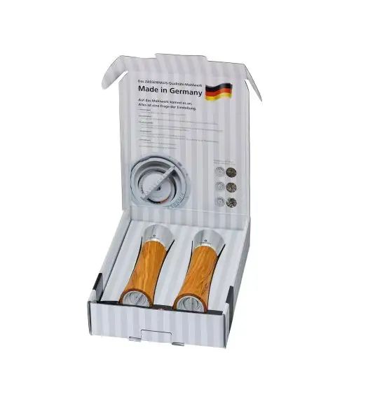 ZASSENHAUS | Augsburg | zestaw 2 młynków do soli i pieprzu z drewna oliwnego 18 cm