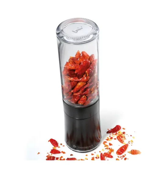 ZASSENHAUS | Dessau | młynek do chili, śred. 5,5 x 17 cm, stal nierdzewna/szkło, czarny