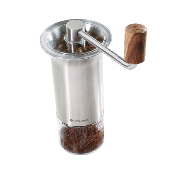 ZASSENHAUS | Barista | młynek do kawy, stal nierdzewna/szkło, 40 g, śred. 8 x 21 cm