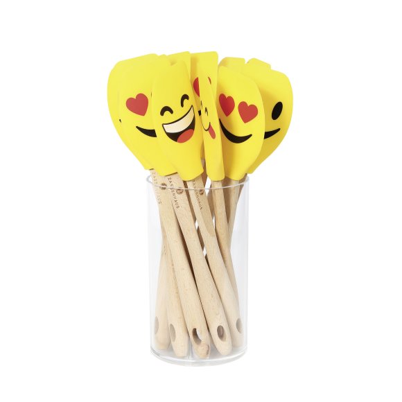 ZASSENHAUS | Smiley | szpatułka do ciasta, silikon/drewno bukowe, różne wzory, 30,5 cm