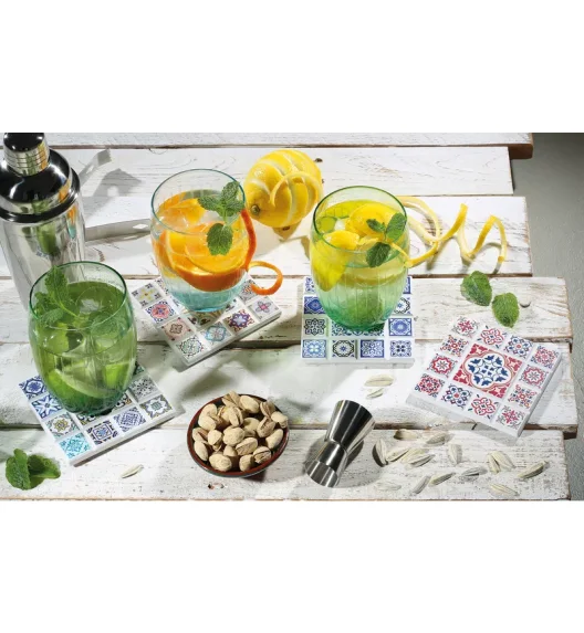 ZASSENHAUS | Marrakesch | podkładka pod szklankę, ceramika/korek, 11 x 11 cm, krzyż