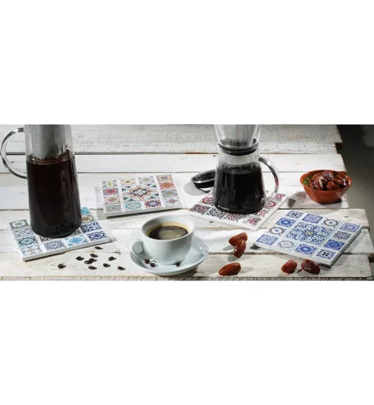 ZASSENHAUS | Agadir | podkładka, ceramika/korek, 16 x 16 cm, kwiat