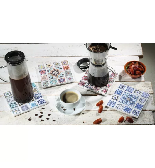 ZASSENHAUS | Agadir | podkładka, ceramika/korek, 16 x 16 cm, kwiat