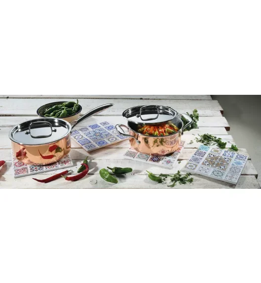 ZASSENHAUS | Casablanca | podkładka pod gorące naczynia, ceramika/korek, 20 x 20 cm, kwiat