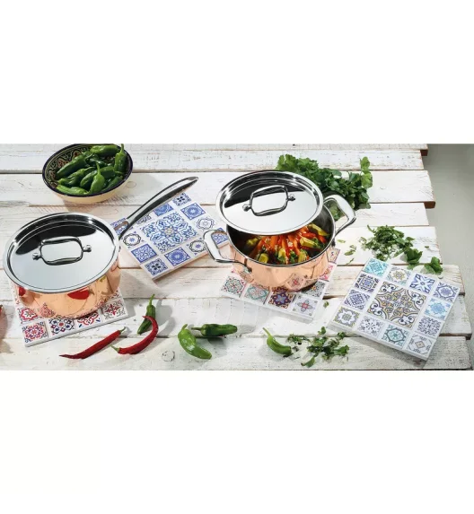 ZASSENHAUS | Casablanca | podkładka pod gorące naczynia, ceramika/korek, 20 x 20 cm, kwiat