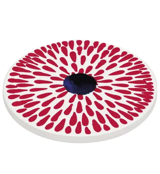 ZASSENHAUS | Scandic | podkładka pod szklankę, ceramika/korek, śred. 11 cm, czerwone krople