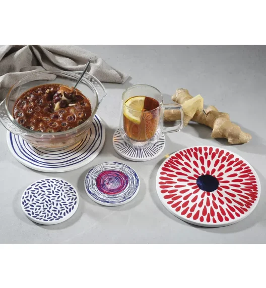 ZASSENHAUS | Nordic | podkładka pod gorące naczynia, ceramika/korek, śred. 20 cm, kręgi