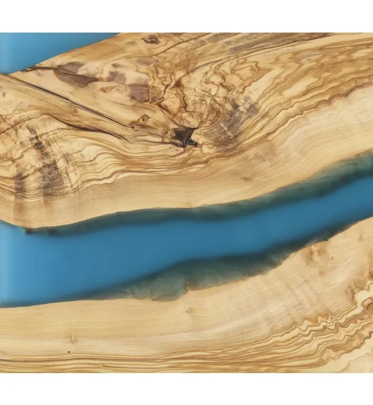 ZASSENHAUS | deska do serwowania, drewno oliwne/żywica epoksydowa, 45 x 22 cm, niebieska