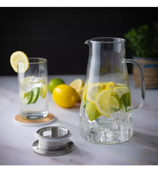 CILIO | Emilia | dzbanek, szkło borokrzemowe/stal nierdzewna, 1,6 l, śred. 12,5 x 22,5 cm