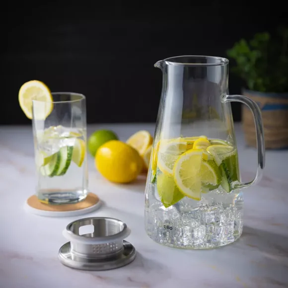 CILIO | Emilia | dzbanek, szkło borokrzemowe/stal nierdzewna, 1,6 l, śred. 12,5 x 22,5 cm