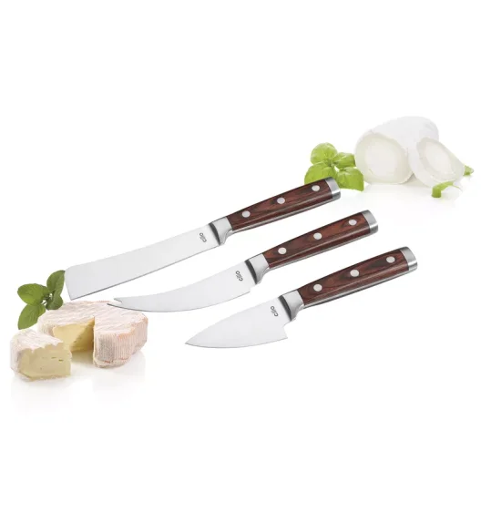 CILIO | Sardo Formaggio | zestaw 3 noży do sera, stal nierdzewna/drewno pakka, pudełko prezentowe