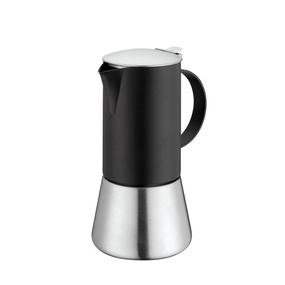 CILIO | Aida | kafeteria stalowa, śred. 10x20,5 cm, 6 filiżanek, stalowa satynowa/czarna