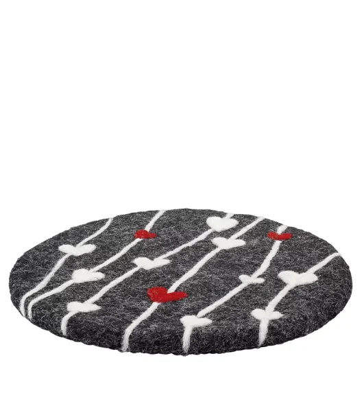 CILIO | LANA CUORE | podkładka pod gorące naczynia, śred. 21 cm, owcza wełna, szaro-biała