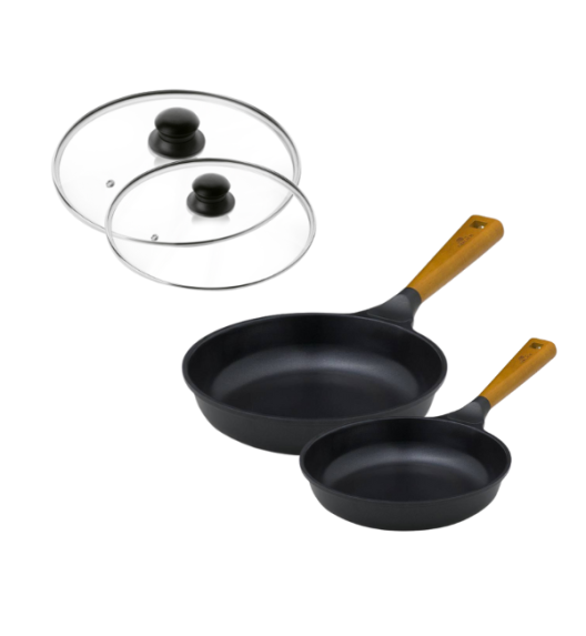 GERLACH BRAVA Komplet Garnki z pokrywkami 8 el + patelnie Gerlach Natur Evo 20, 28 cm + pokrywki uniwersalne