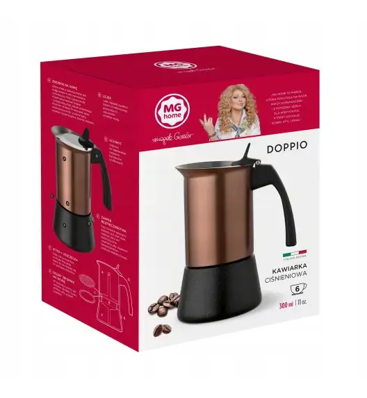 MG HOME | DOPPIO Kawiarka stalowa / rose gold