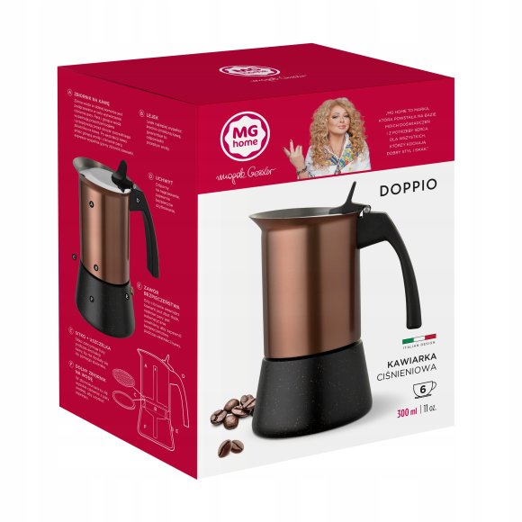 MG HOME | DOPPIO Kawiarka stalowa / rose gold