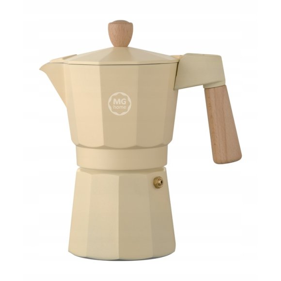 MG HOME | LUNGO Kawiarka aluminiowa / kremowa 300 ml / 6 filiżanek