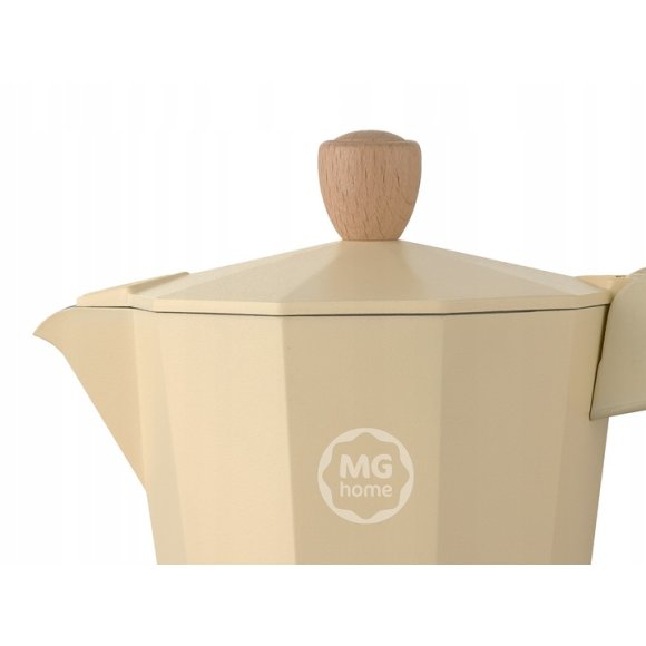 MG HOME | LUNGO Kawiarka aluminiowa / kremowa 300 ml / 6 filiżanek