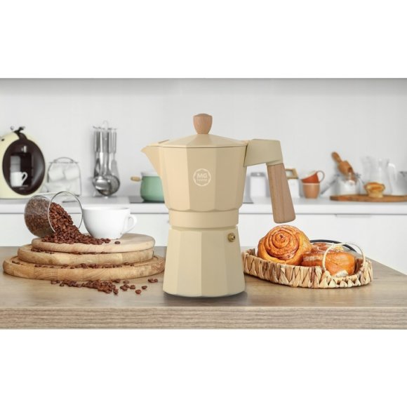 MG HOME | LUNGO Kawiarka aluminiowa / kremowa 300 ml / 6 filiżanek