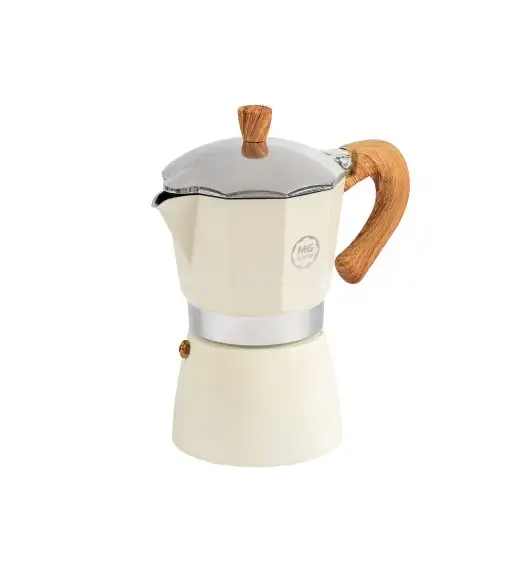 MG HOME | CREMA Kawiarka aluminiowa 300 ml / 6 filiżanek | BIAŁA 