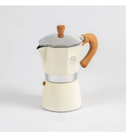 MG HOME | CREMA Kawiarka aluminiowa 300 ml / 6 filiżanek | BIAŁA 