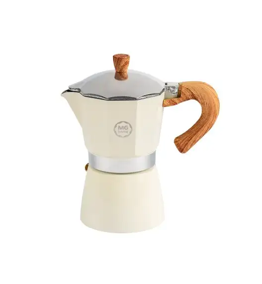 MG HOME | CREMA Kawiarka aluminiowa 300 ml / 6 filiżanek | BIAŁA 