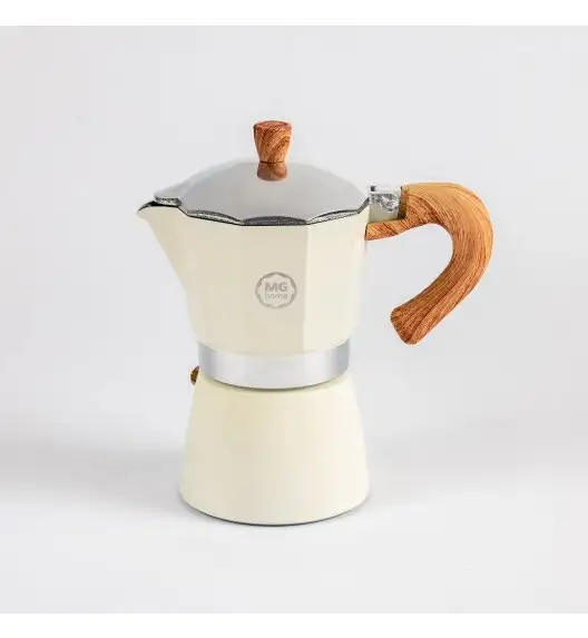 MG HOME | CREMA Kawiarka aluminiowa 300 ml / 6 filiżanek | BIAŁA 