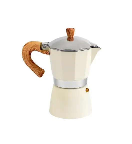 MG HOME | CREMA Kawiarka aluminiowa 300 ml / 6 filiżanek | BIAŁA 