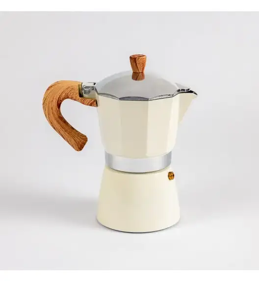 MG HOME | CREMA Kawiarka aluminiowa 300 ml / 6 filiżanek | BIAŁA 