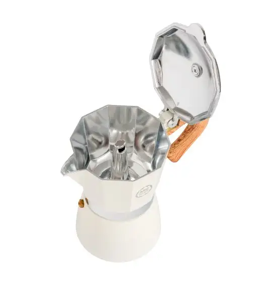 MG HOME | CREMA Kawiarka aluminiowa 300 ml / 6 filiżanek | BIAŁA 