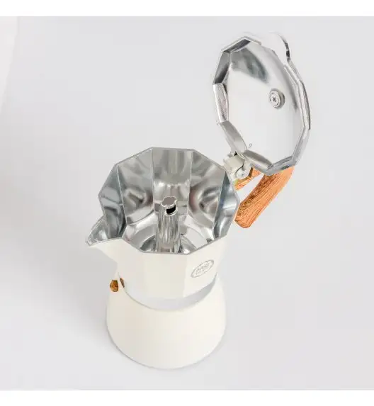 MG HOME | CREMA Kawiarka aluminiowa 300 ml / 6 filiżanek | BIAŁA 