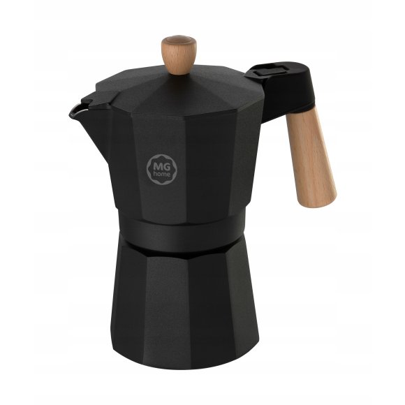 MG HOME | GALAO Kawiarka aluminiowa / czarna 300 ml / 6 filiżanek