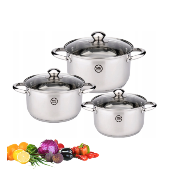 MG HOME | LAURO Zestaw garnków ze stali nierdzewnej 6 el