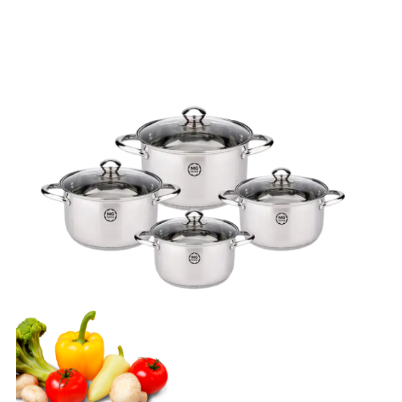 MG HOME | LAURO Zestaw garnków ze stali nierdzewnej 8 el